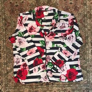 Kate ♠️ pjs: navy and white stripes with florals